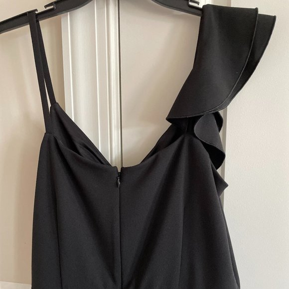 Rachel Roy Black One Shoulder Ruffle Wide Leg Crop  Reed Jumpsuit SZ XL NEW Tags - Picture 4 of 6